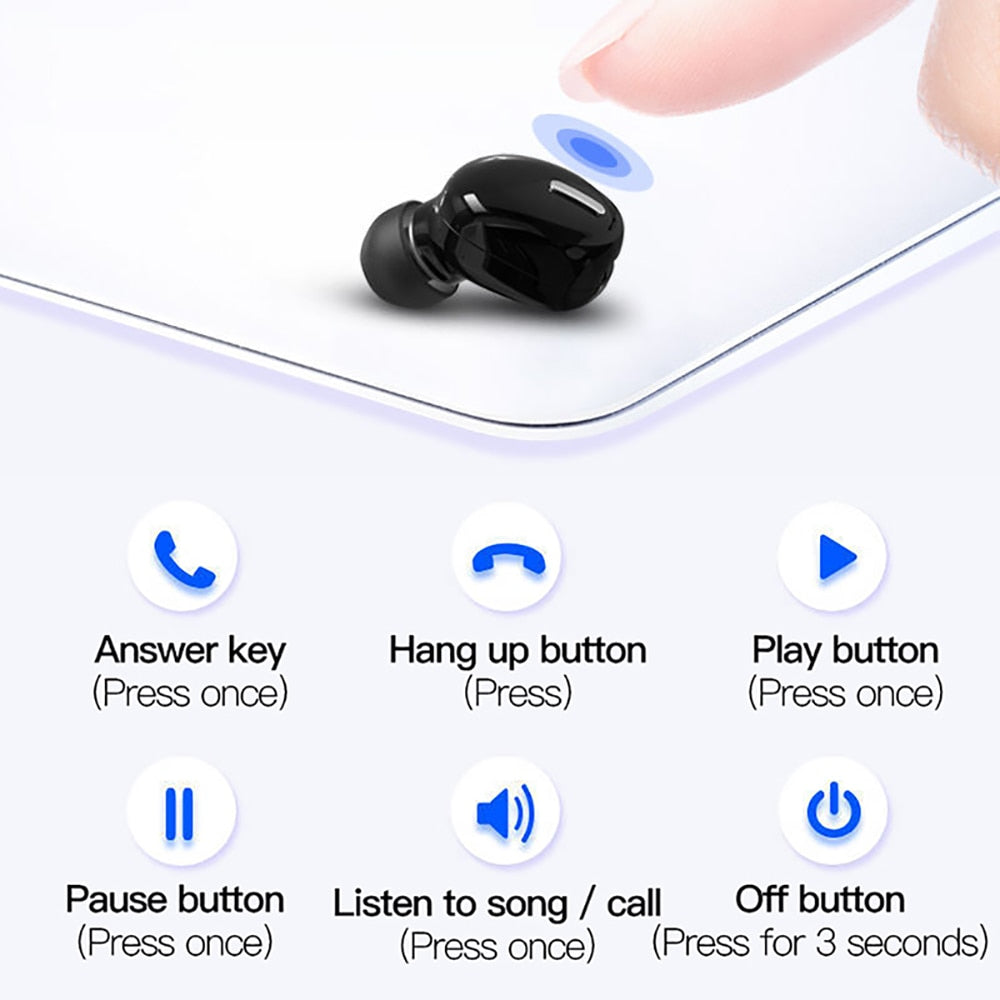Mini Wireless Bluetooth 5.0 Earphone in Ear Sport with Mic Handsfree Headset Earbuds For Samsung Huawei All Phone Earphones