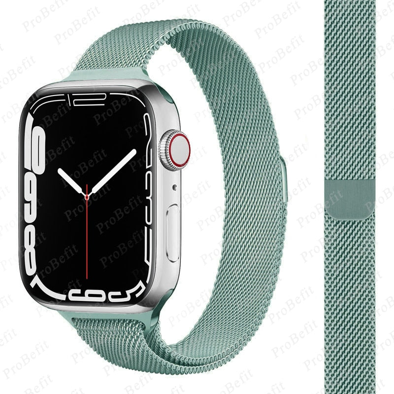 Slim bracelet Metal band for Apple Watch 8 7 6 SE 5 4 3 38 40 41 45 49MM Ultra Stainless Steel Milanese strap for iwatch 42 44MM